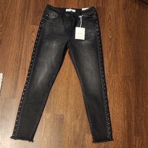 KanCan Black High Rise Jeans with Studded Detail